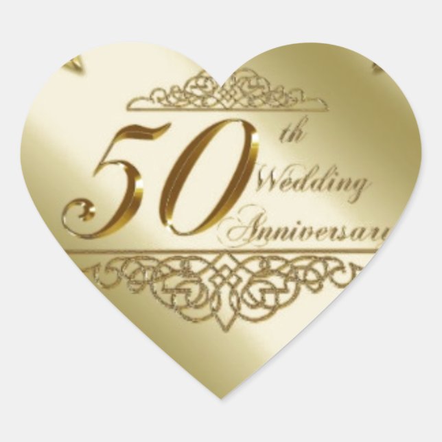 Adesivo Coração 50.o ANIVERSÁRIO DE CASAMENTO (Frente)