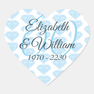 Adesivo Coração 60th Celebração do diamante do aniversário de