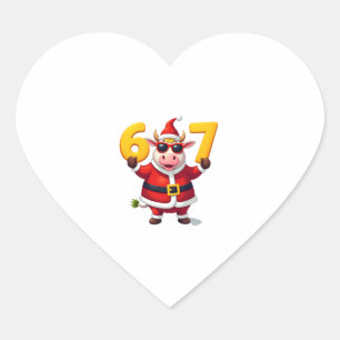 Adesivo Coração 67 Unicórnio de Natal 6 7 Meme para Meninas Crianç