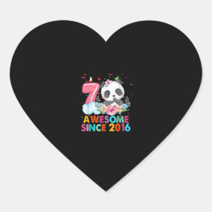Adesivo Coração 7 anos de idade incrível desde 2016 Panda 7 Birthd