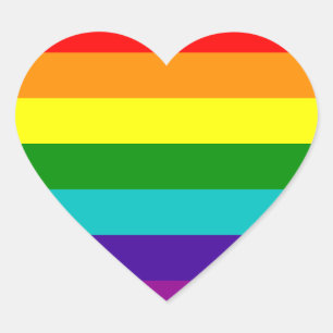Adesivo Coração 7 Frisos Orgulho gay do Arco-Íris