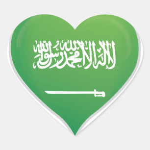 Adesivo Coração A Arábia Saudita ama o cartaz do orgulho da bandei