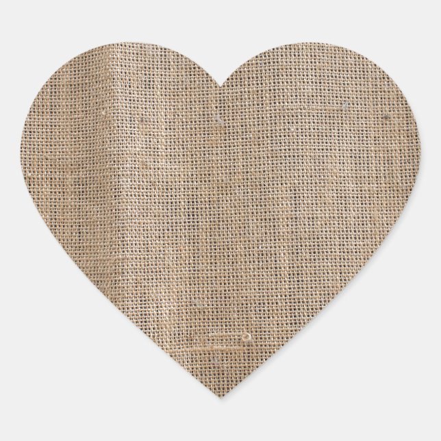 Adesivo Coração A canvas de textura de burlap (Frente)