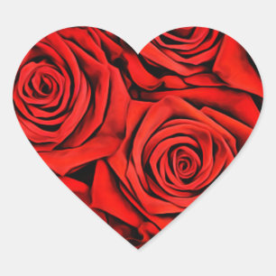 Adesivo Coração A flor floral das pétalas das rosas vermelhas