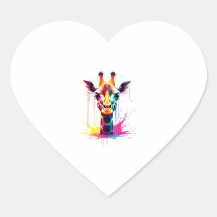Adesivo Coração A girafa colorida para o engraçado