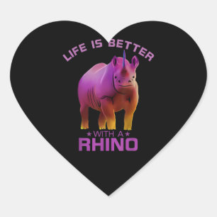 Adesivo Coração A Vida Colorida É Melhor Com Um Rinoceronte Frio