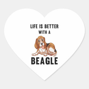 Adesivo Coração A vida é melhor com um beagle