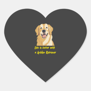 Adesivo Coração A Vida é Melhor Com um Golden Retriever - Amante d