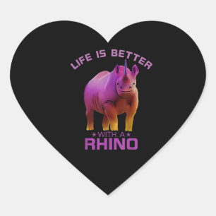 Adesivo Coração A Vida É Melhor Com Um Rhino  Rhino Lover