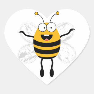 Adesivo Coração Abelha de Cartoon