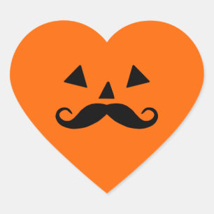 Adesivo Coração Abóbora Bigode Halloween