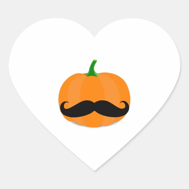 Adesivo Coração abóbora de halloween com barba (Frente)