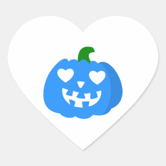 Adesivo Coração abóbora jack-o-lantern coração de halloween azul