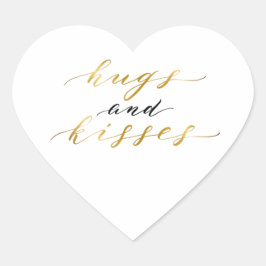 Adesivo Coração Abraços e Beijos Dourados Elegantes
