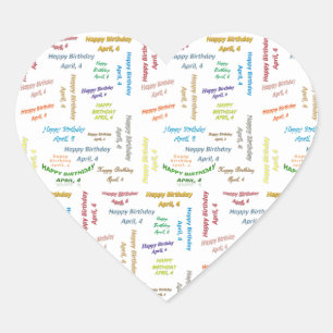 Adesivo Coração Abril, 4 Aniversário