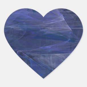 Adesivo Coração Abstrato azul Fractal Heart Sticker