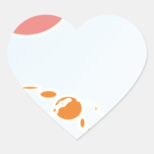 Adesivo Coração abstrato cor de rosa e laranja 1276 (Frente)