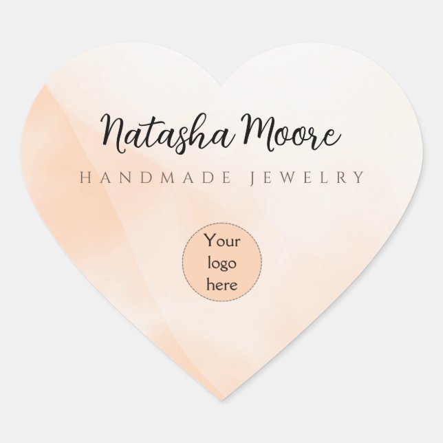 Adesivo Coração Abstrato mínimo e simples empresa laranja (Frente)