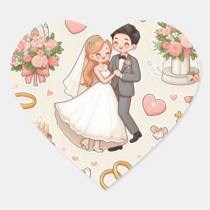Adesivo Coração "Adesivos de Casamento Romântico"
