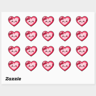 Adesivo Coração Adoráveis Stickers de Coração Kawaii do Dia dos Na