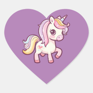 Adesivo Coração Adorável Pastel Unicorn