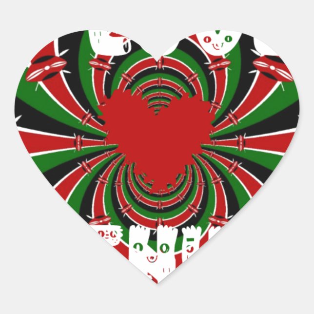 Adesivo Coração Adoro Heart Kenya: Arte Dinâmica De Bandeiras (Frente)