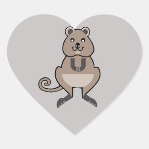 Adesivo Coração Adoro QUOKAS - Vida selvagem - Marsupial