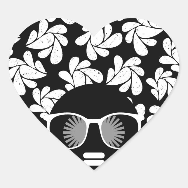 Adesivo Coração Afro Diva Preto e Branco (Frente)