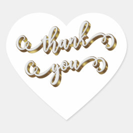 Adesivo Coração Agradecimento de Tipografia Moderna Dourada 