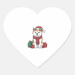 Adesivo Coração Akita Dog Festas de Natal Férias Papais noeis de N