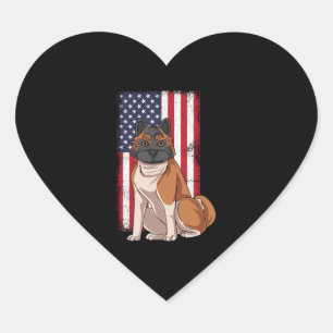 Adesivo Coração Akita USA Flag