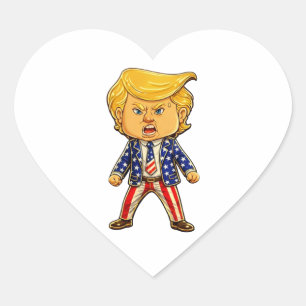 Adesivo Coração Alfinete de lapela do Trump Feliz Chibi Cartoon Me