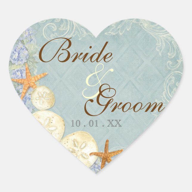 Adesivo Coração Algodão Floral pelo Casamento de Beachy (Frente)