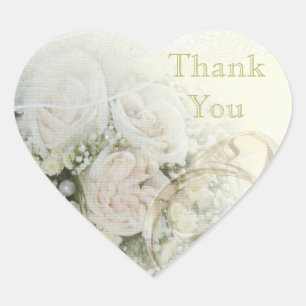 Adesivo Coração Alianças de casamento, rosas & obrigado do laço