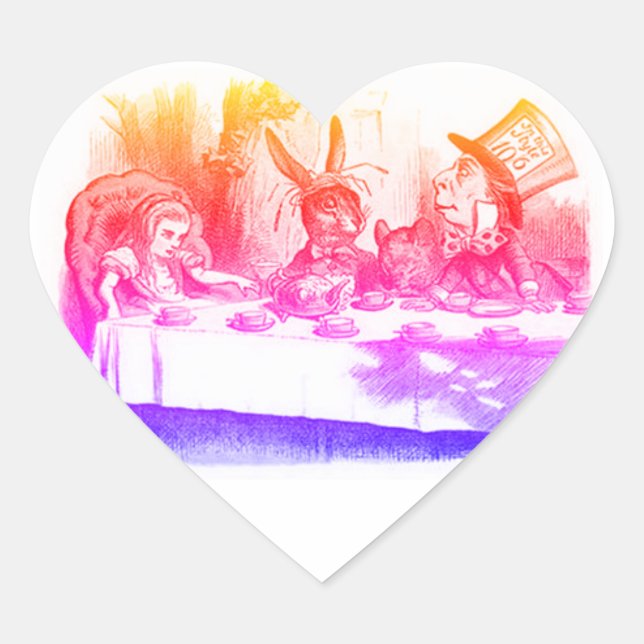 Adesivo Coração Alice em Wonderland - Rabbit White coelho - (Frente)