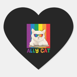 Adesivo Coração Ally Cat Lgbt Gay Rainbow Pride Flag Boys Men