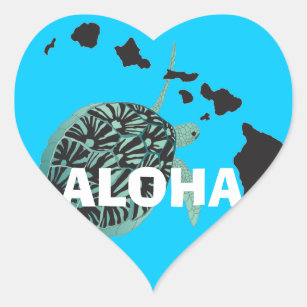 Adesivo Coração Aloha ilhas de Havaí