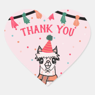 Adesivo Coração Alpaca Fiesta Birthday