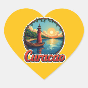 Adesivo Coração Amando curaçao abc ilha