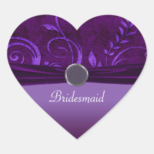 Adesivo Coração Ameixa & redemoinho roxo do casamento de veludo