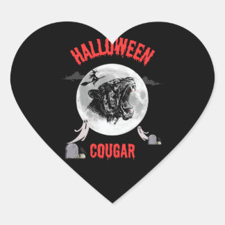 Adesivo Coração american cougar on halloween night with crows