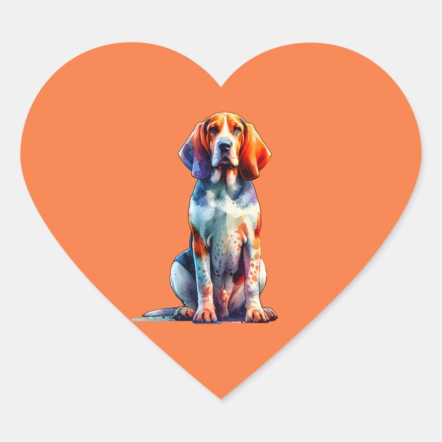 Adesivo Coração American English Coonhound Dog (Frente)
