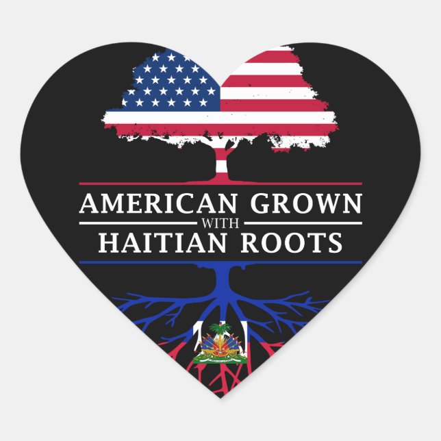 Adesivo Coração American Grown com Design do Haiti Raízes no Haiti (Frente)