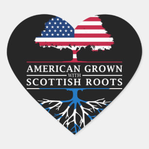 Adesivo Coração American Grown com Scottish Roots Scotland