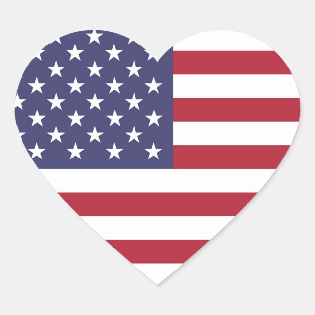 Adesivo Coração American United States USA Flag Heart Sticker (Frente)