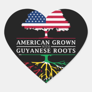 Adesivo Coração Americano crescido com design de Guyana das