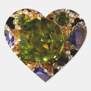 Adesivo Coração Ametista, Diamantes, Artesanais, Emeralds