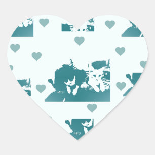 Adesivo Coração Amigos Felinos.