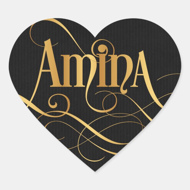 Adesivo Coração Amina de Script Suave Personalizado (Frente)