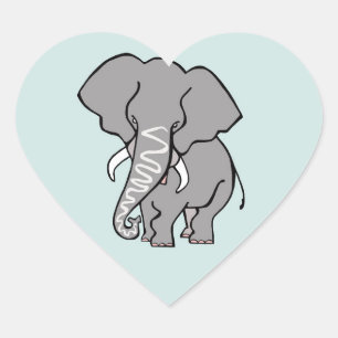 Adesivo Coração Amo ELEPHANTS - Vida selvagem africana - Aqua
